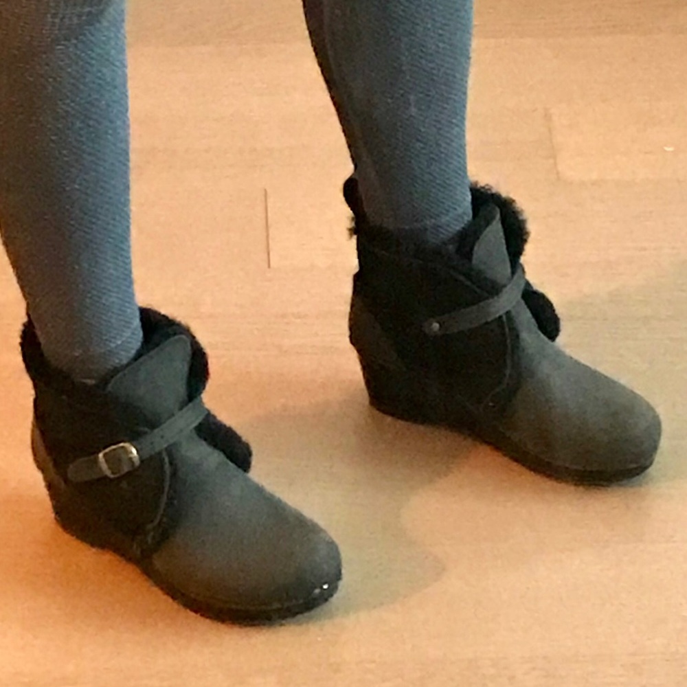 No. 6 Black Shearling Platform Boots 37
